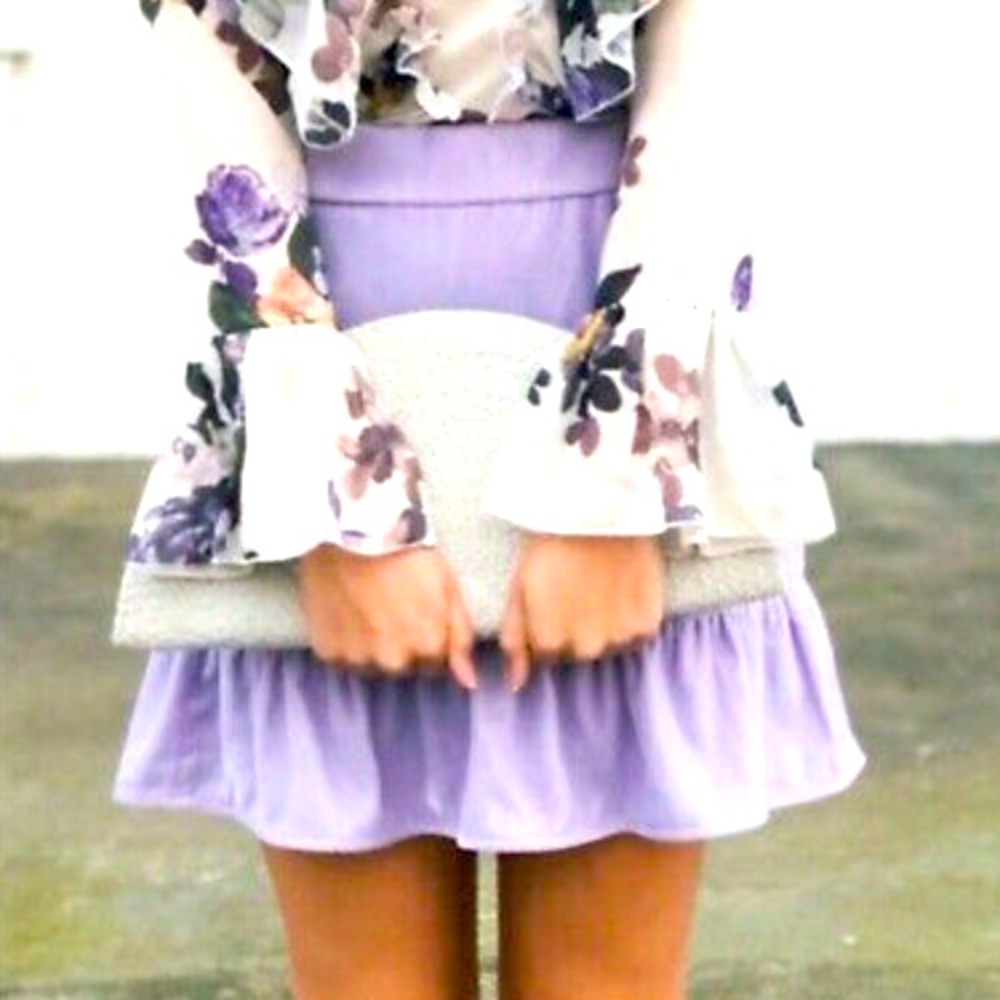 J. Crew lavender purple peplum velvet skirt